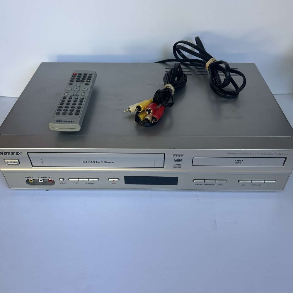Memorex MVD4543 DVD VCR Recorder Combo VHS Remote AV Cable Tested Working